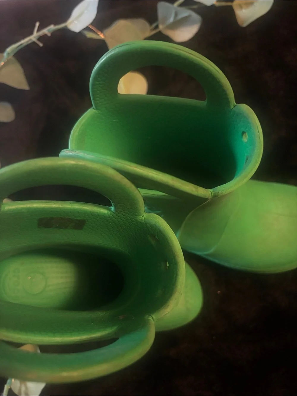 CROCS Kids Green Handle Rain Boots
